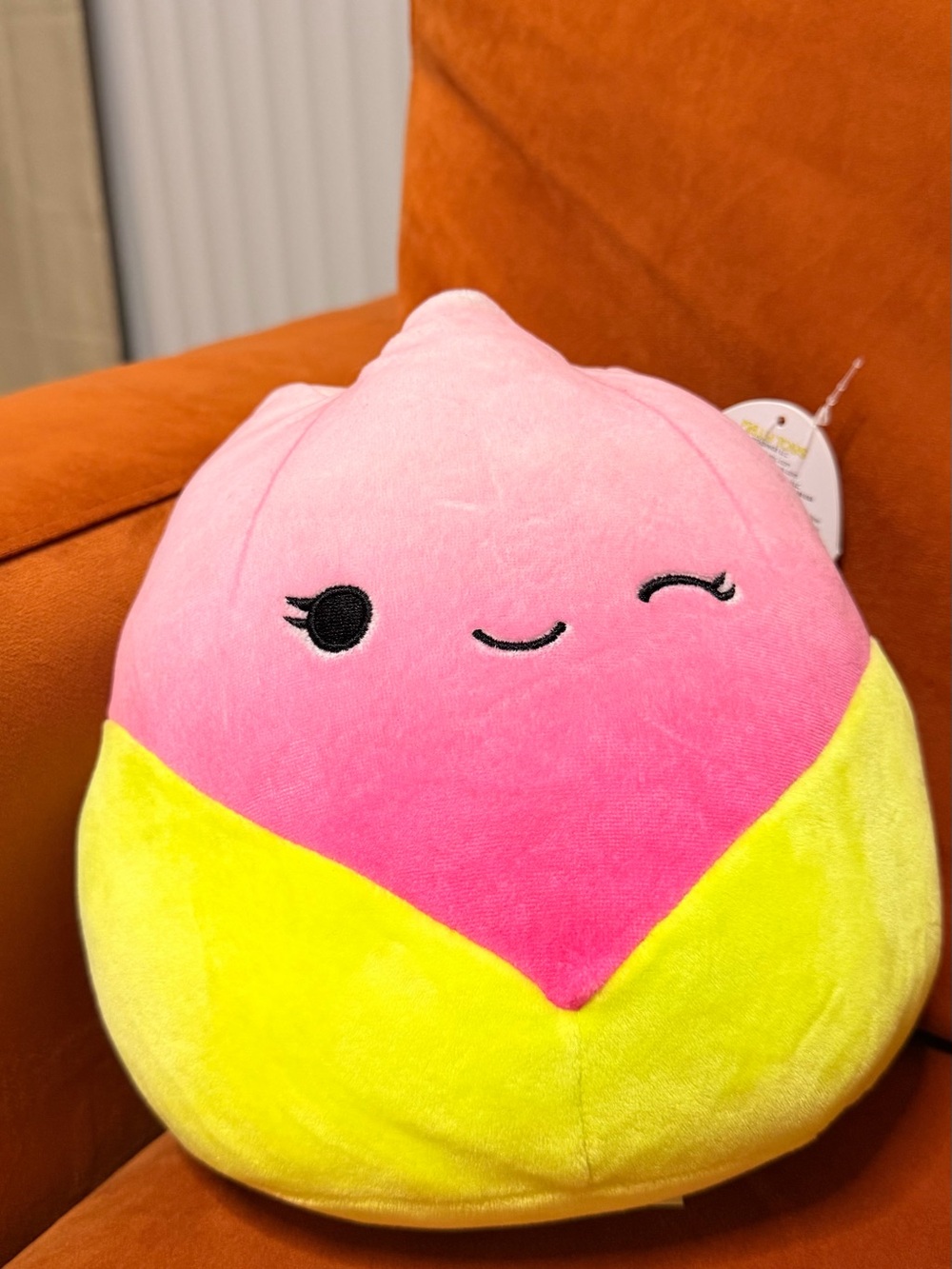 Squishmallows Pink and Yellow Winking Plush Accent Pillow